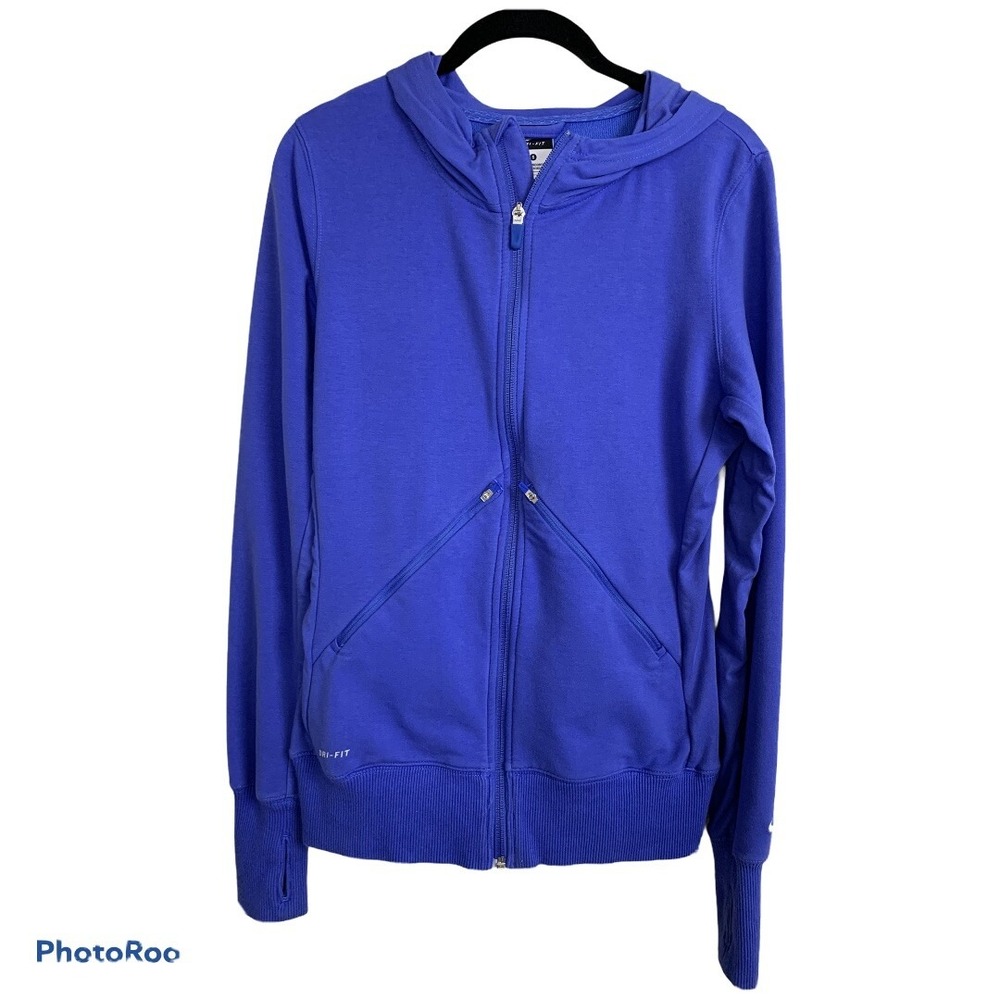 Nike Dri-Fit Women's Hoodie S Blue Thumb Hole Jacket Athleisure Gymcore